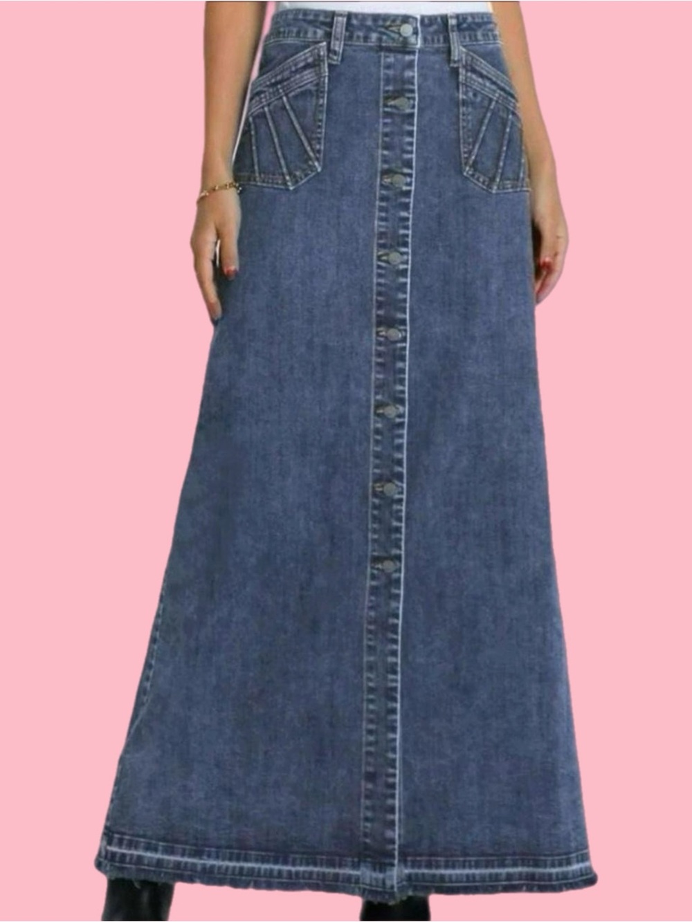 wash lab denim royal denim maxi skirt - medium wash